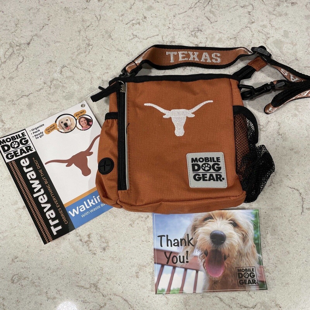 TEXAS LONGHORNS Mobile Dog Gear Walking Bag NWT Travel UT for Treats Waste Bags
